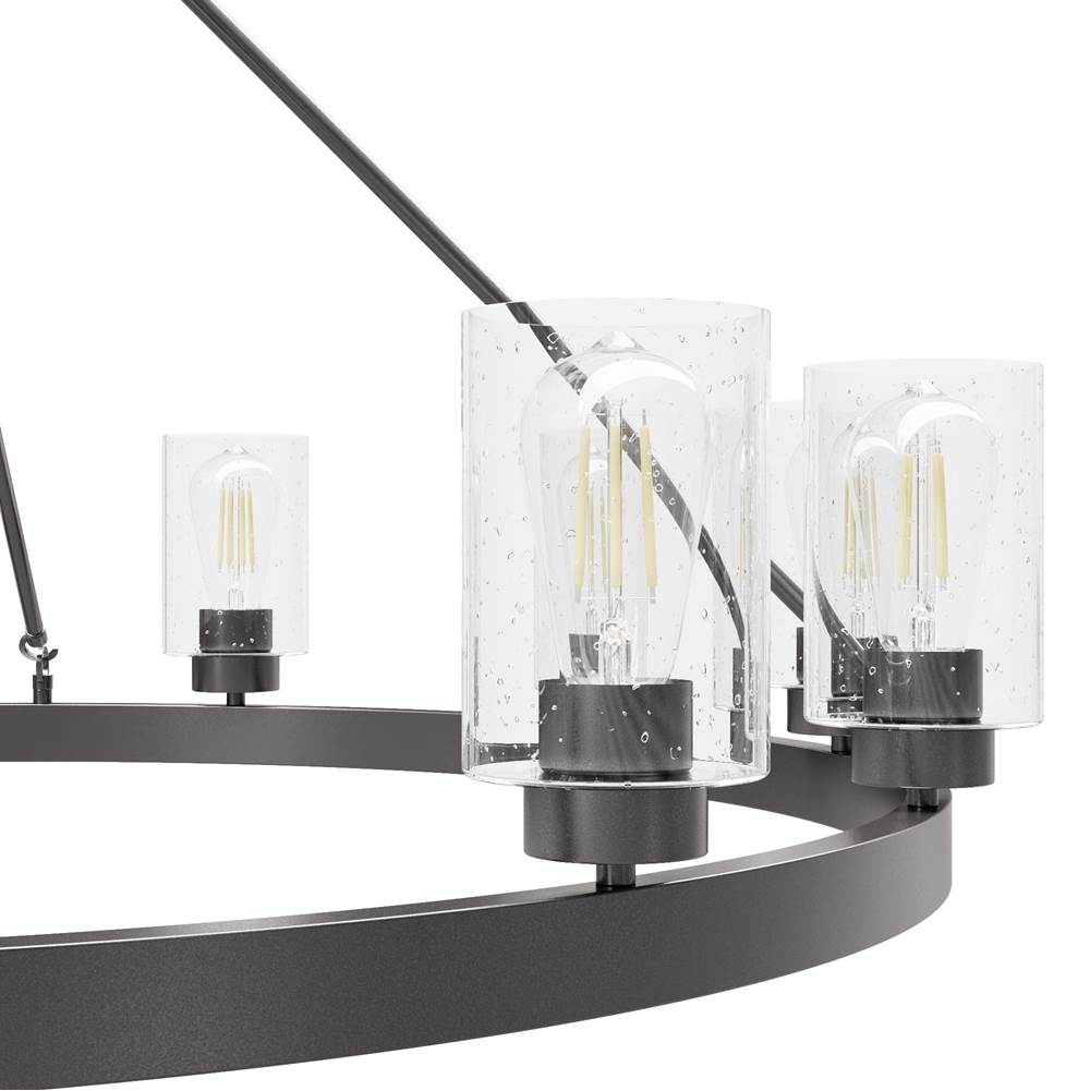 Hunter Hartland Noble Bronze With Seeded Glass 12 Light Chandelier Ceiling Light Fixture