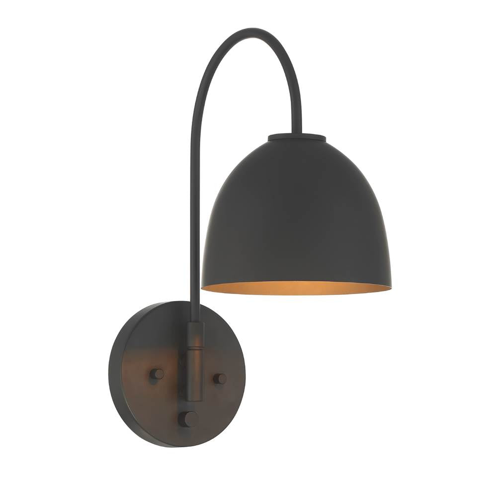 Hunter 48176 Matte Black Erling 1 Light Large Pin Up Sconce Black Image 3