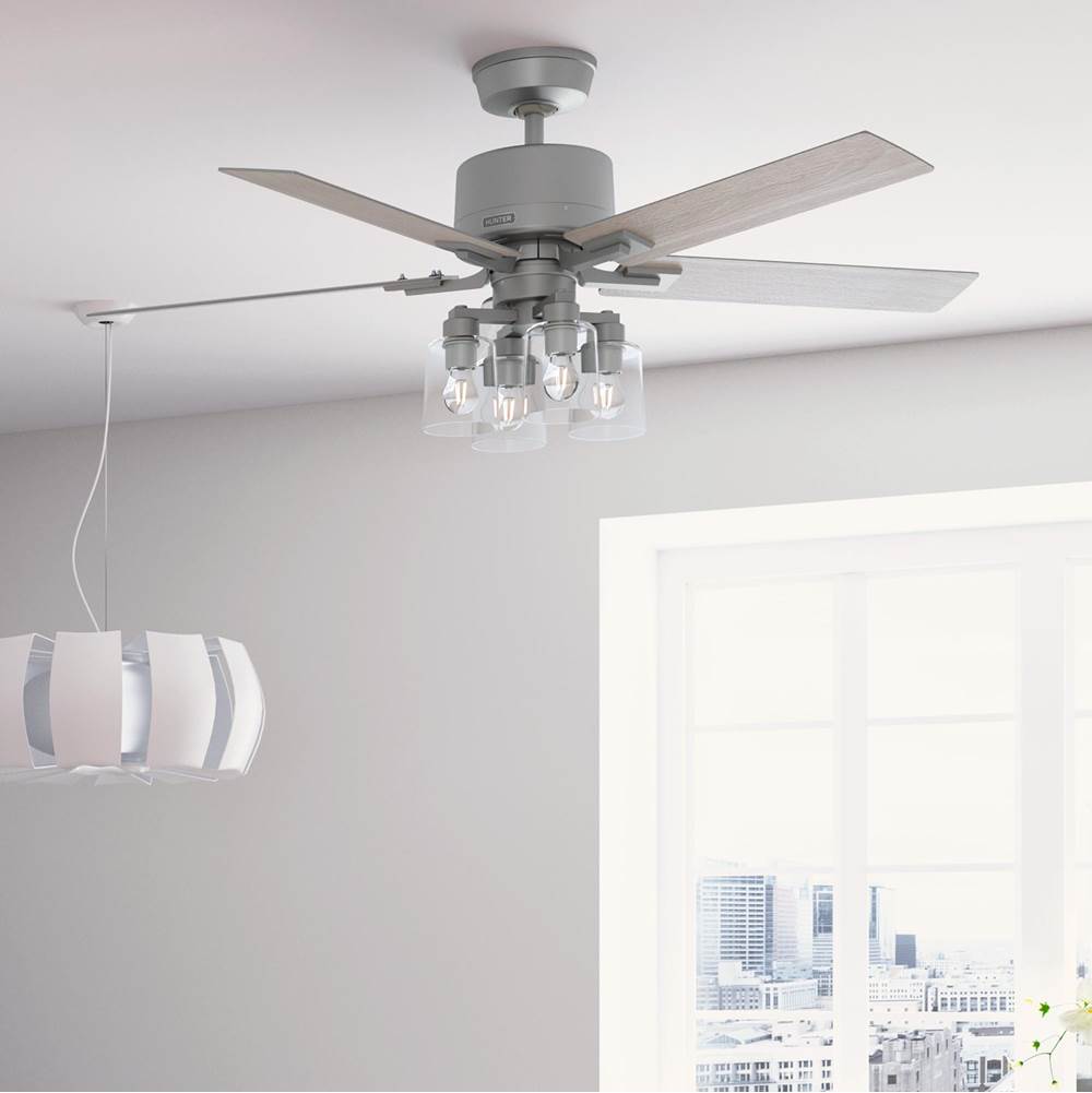 Hunter 52310 Matte Silver 52 Inch Wifi Techne Matte Silver Ceiling Fan With Led Light Kit And Handheld Remote Image 5