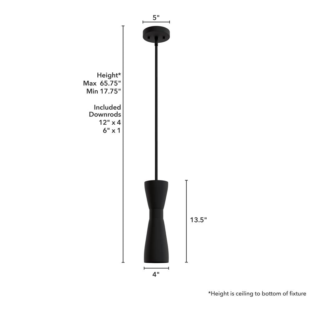 Hunter 19827 Flat Matte Black Hunter Zola Flat Matte Black 1 Light Pendant Ceiling Light Fixture Image 4