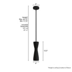 Hunter 19827 Flat Matte Black Hunter Zola Flat Matte Black 1 Light Pendant Ceiling Light Fixture Image 4