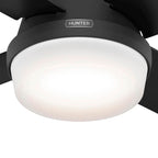 Hunter Dempsey 44 Inch Dempsey Matte Black Low Profile Ceiling Fan With Led Light Kit And Handheld Remote