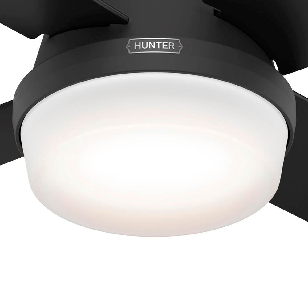 Hunter Dempsey 44 Inch Dempsey Matte Black Low Profile Ceiling Fan With Led Light Kit And Handheld Remote