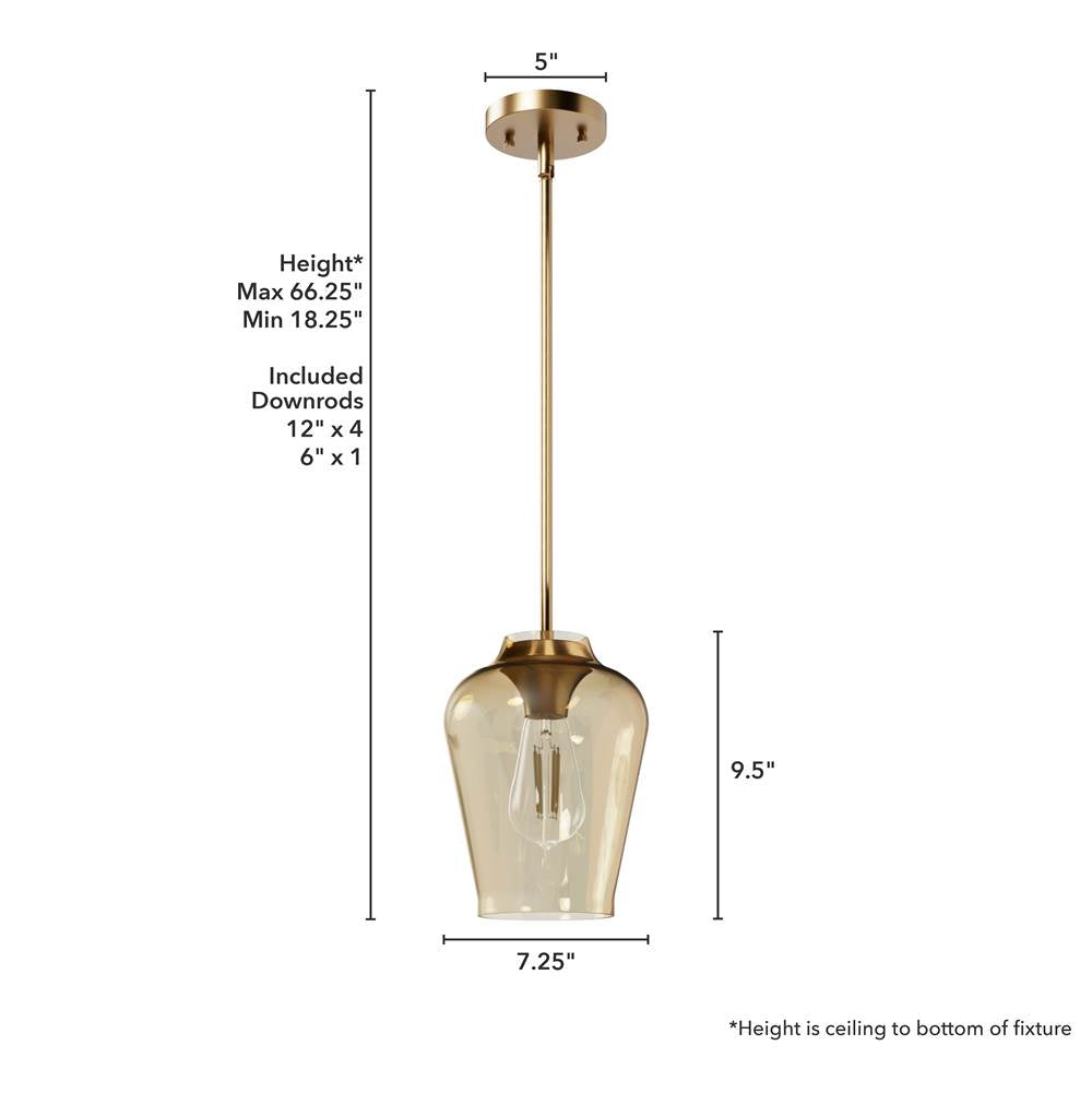 Hunter 45235 Alturas Gold Vidria Alturas Gold With Amber Iridescent Glass 1 Light Pendant Ceiling Light Fixture Image 3