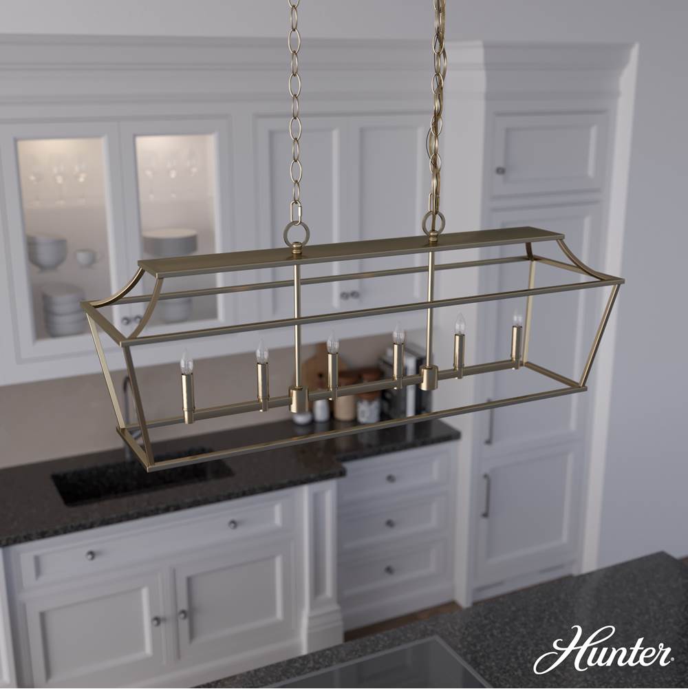 Hunter 19078 Alturas Gold Hunter Laurel Ridge Alturas Gold 6 Light Chandelier Ceiling Light Fixture Image 6