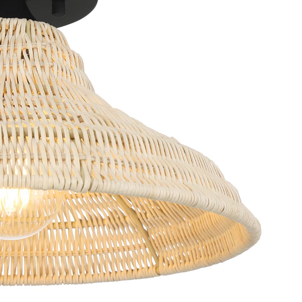 Hunter Agoura Matte Black 1 Light Medium Flush Mount Ceiling Light Fixture
