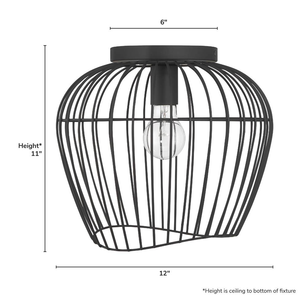 Hunter 48239 Matte Black Hunter Redding Matte Black 1 Light Medium Flush Mount Ceiling Light Fixture Image 4