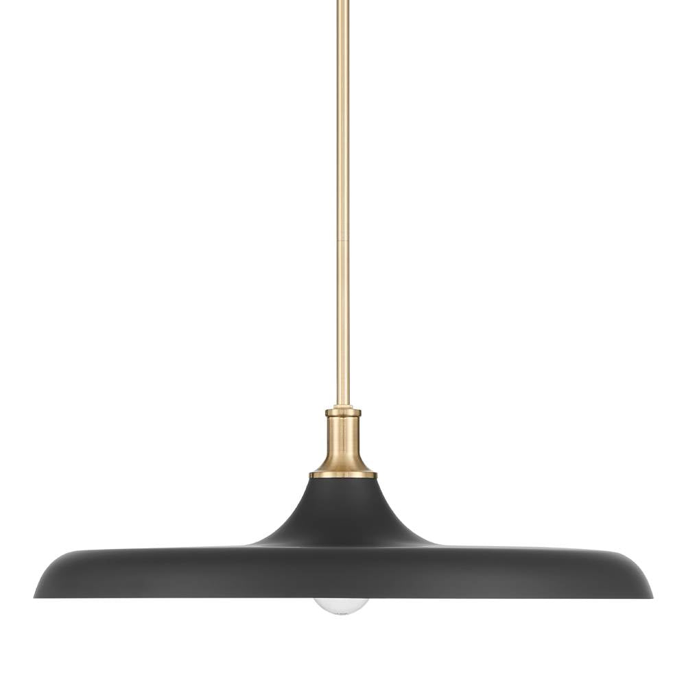 Hunter 48148 Matte Black Moriso 1 Light Large Pendant Black Image 1