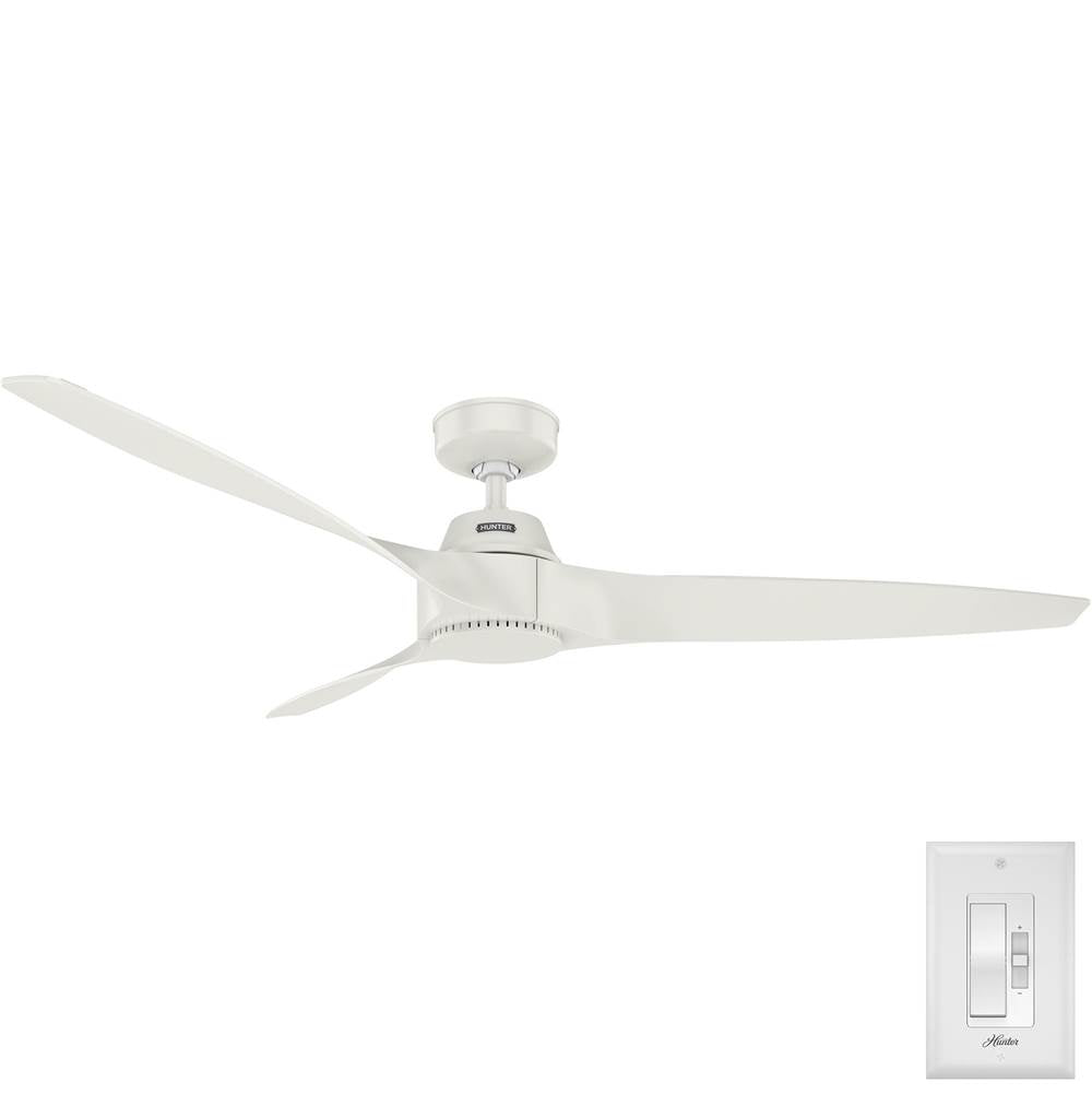 Hunter Mosley 60 Inch Mosley Energy Star Fresh White Damp Rated Ceiling Fan And Wall Control