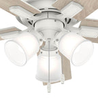 Hunter Crystal Peak 44 Inch Crystal Peak Matte White Ceiling Fan With Led Light Kit And Pull Chain
