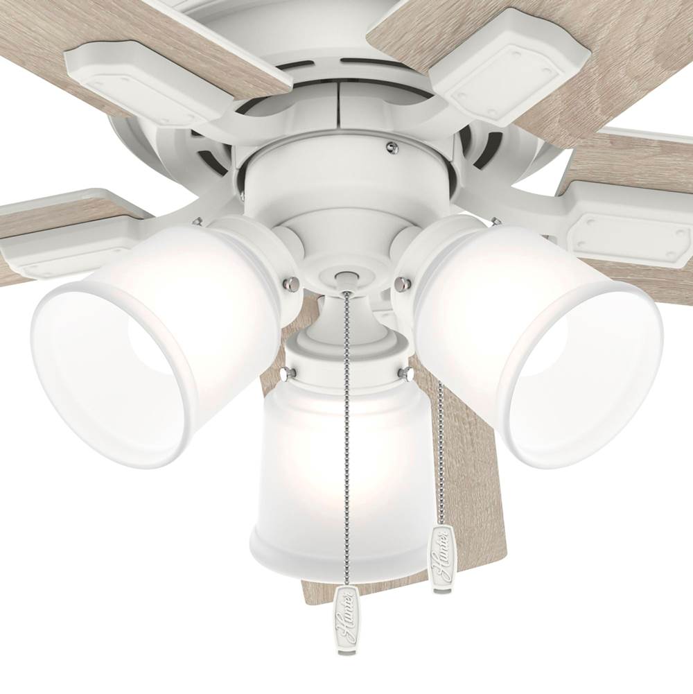 Hunter Crystal Peak 44 Inch Crystal Peak Matte White Ceiling Fan With Led Light Kit And Pull Chain