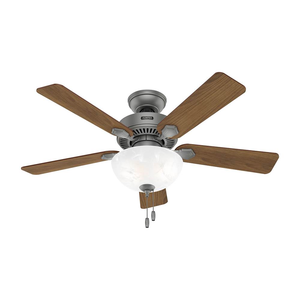 Hunter 52780 Matte Silver Hunter 44 Inch Swanson Matte Silver Ceiling Fan With Led Light Kit And Pull Chain Image 1
