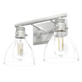 Hunter 48033 Brushed Nickel Van Nuys Brushed Nickel With Clear Glass 2 Light Vanity Wall Light Fixture Image 1