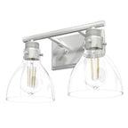 Hunter 48033 Brushed Nickel Van Nuys Brushed Nickel With Clear Glass 2 Light Vanity Wall Light Fixture Image 1