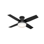 Hunter 52390 Matte Black 44 Inch Dempsey Matte Black Low Profile Ceiling Fan With Led Light Kit And Handheld Remote Image 1