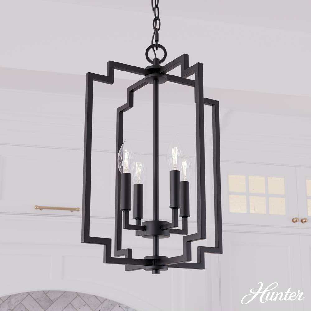 Hunter 45240 Matte Black Zoanne Matte Black 4 Light Pendant Ceiling Light Fixture Image 4