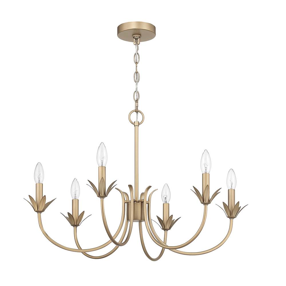 Hunter 13261 Luxe Gold Junie Bud Jasmine Roth 6 Light Medium 28 Inch Chandelier Image 2