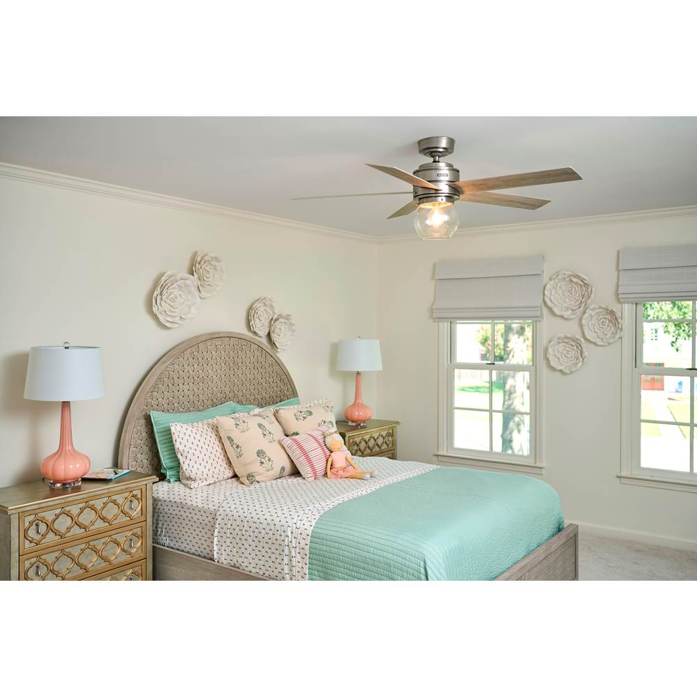 Hunter 52656 Brushed Nickel Hunter 52 Inch Xidane Brushed Nickel Ceiling Fan With Led Light Kit And Handheld Remote Image 2