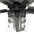 Hunter Techne 52 Inch Wifi Techne Matte Black Ceiling Fan With Led Light Kit And Handheld Remote