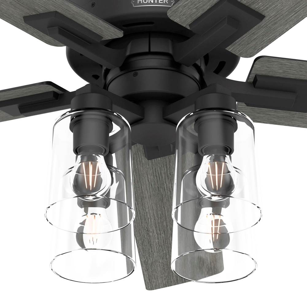 Hunter Techne 52 Inch Wifi Techne Matte Black Ceiling Fan With Led Light Kit And Handheld Remote