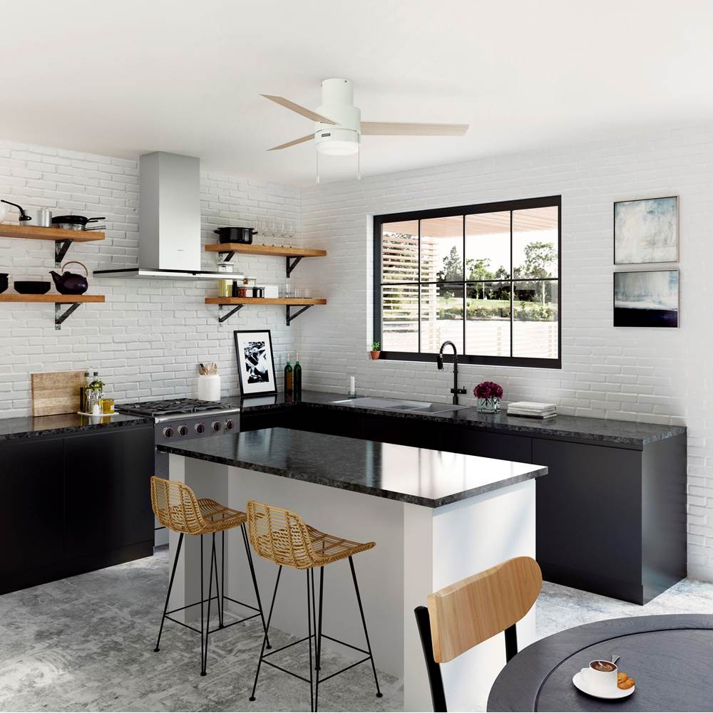 Hunter 51972 Matte White 52 Inch Brunner Matte White Low Profile Ceiling Fan With Led Light Kit And Pull Chain Image 4