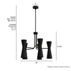 Hunter 19896 Flat Matte Black Hunter Zola Flat Matte Black 10 Light Chandelier Ceiling Light Fixture Image 4