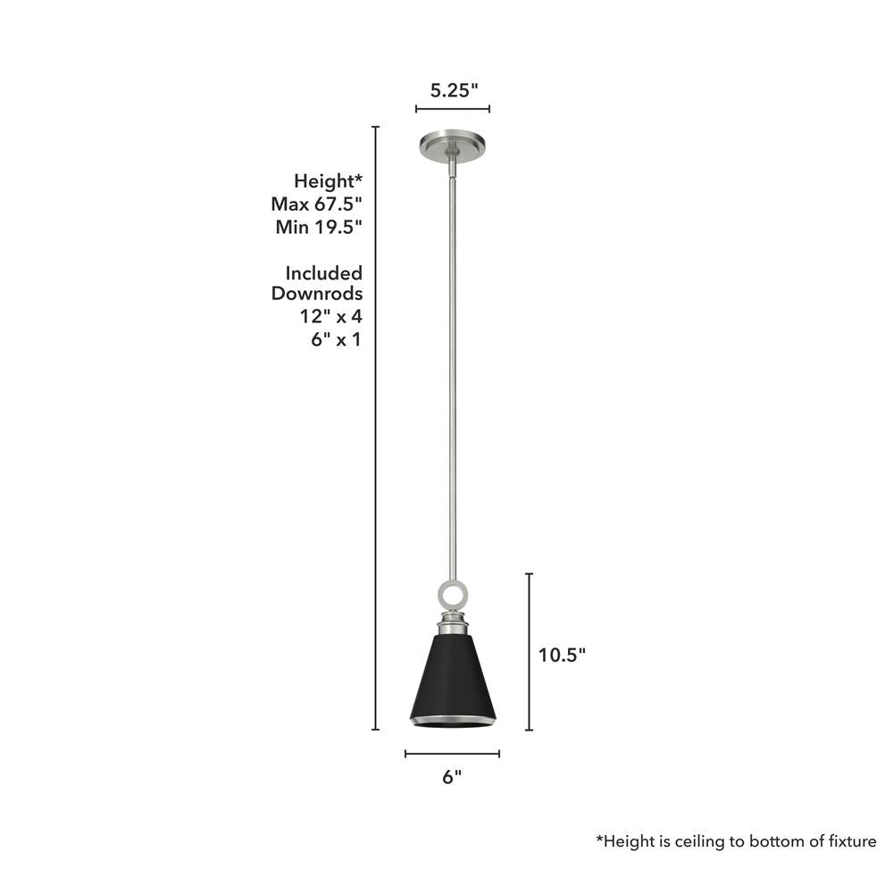Hunter 19443  Klein 1 Light Metal Pendant 6 Inch Image 2