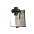 Hunter 48017 Onyx Bengal,Barnwood Devon Park Onyx Bengal And Barnwood With Clear Glass 1 Light Sconce Wall Light Fixture Image 1