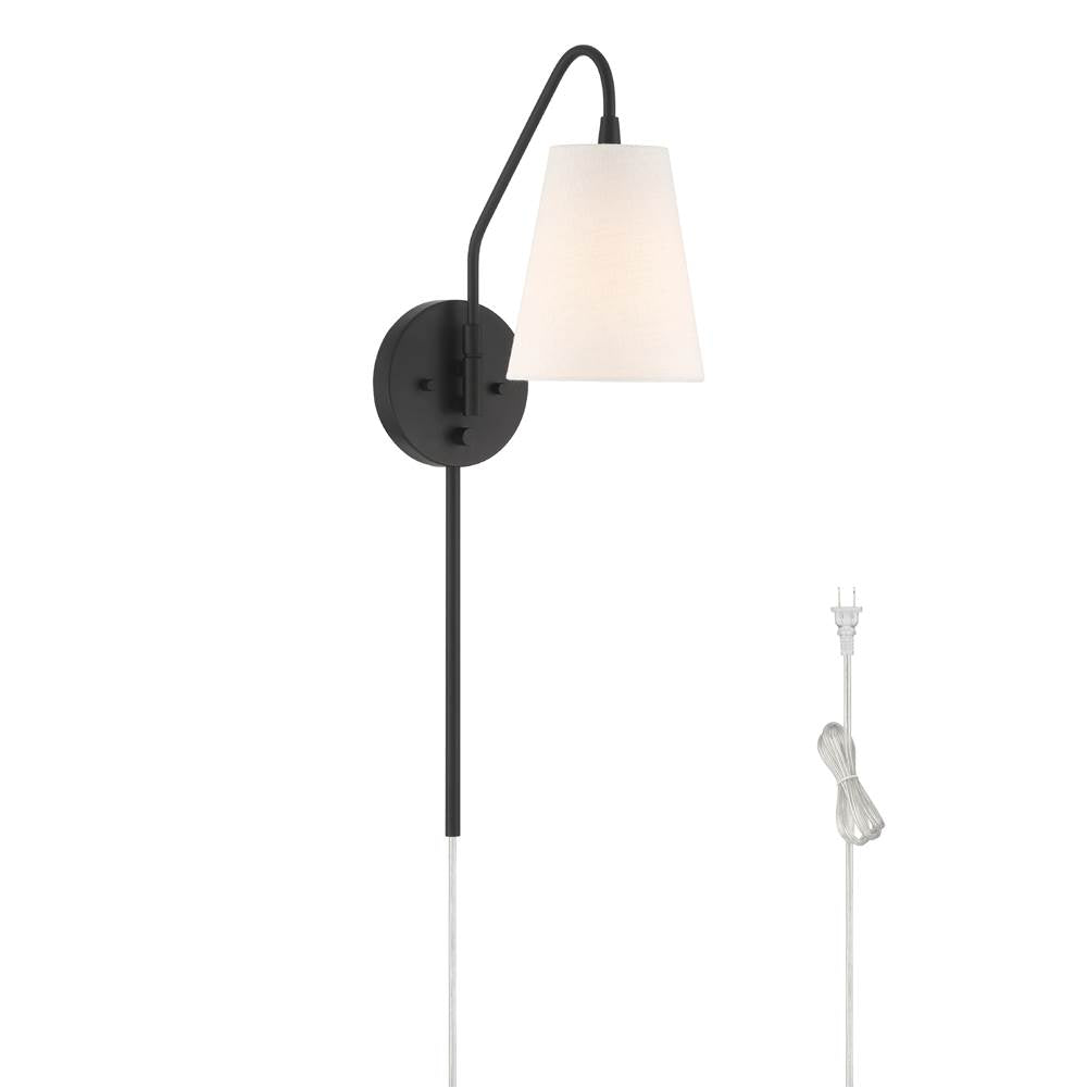 Hunter 48174 Matte Black Valley Park 1 Light Large Pin Up Sconce Black Image 1