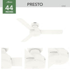 Hunter 52402 Matte White 44in Presto Lp - Matte Fresh White Image 2