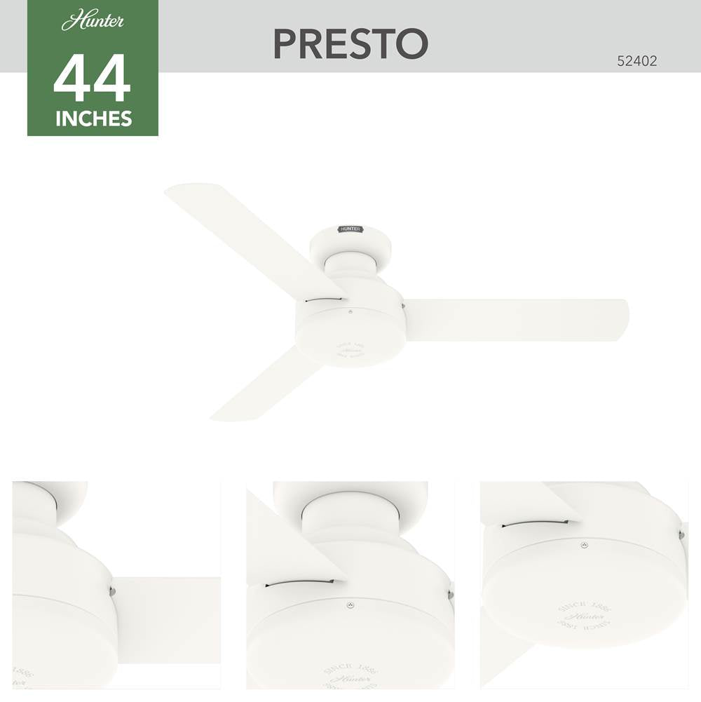 Hunter 52402 Matte White 44in Presto Lp - Matte Fresh White Image 2