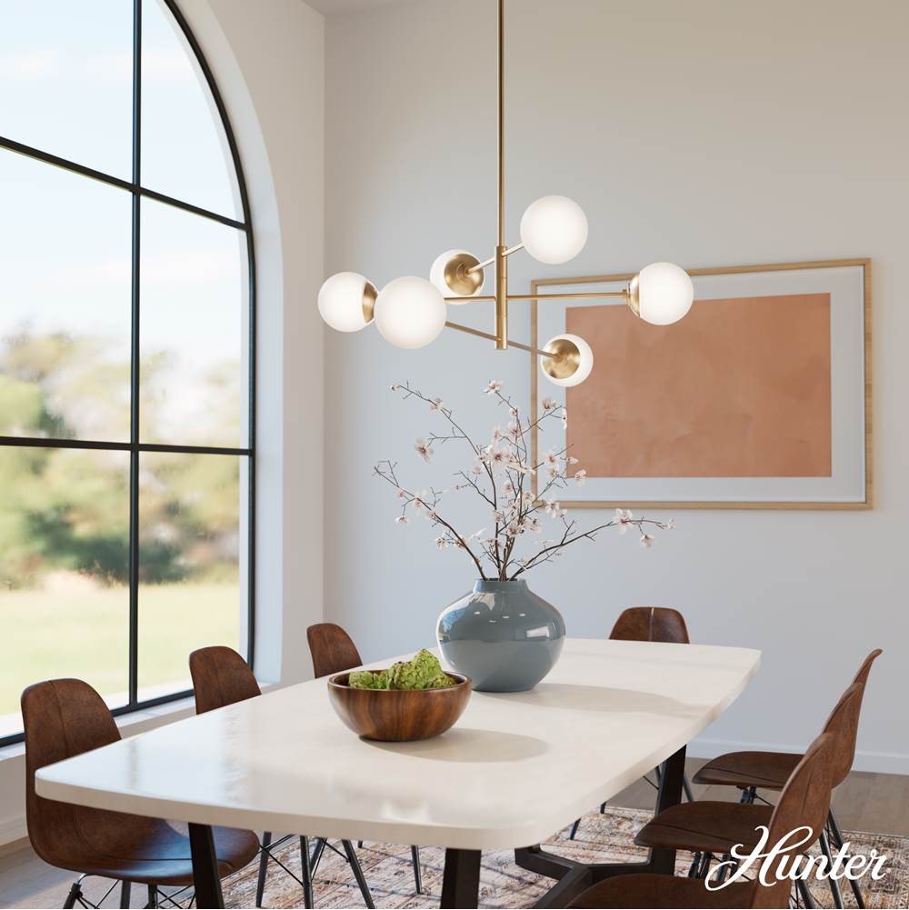 Hunter Hepburn 6 Light Extra Large Chandelier Gold