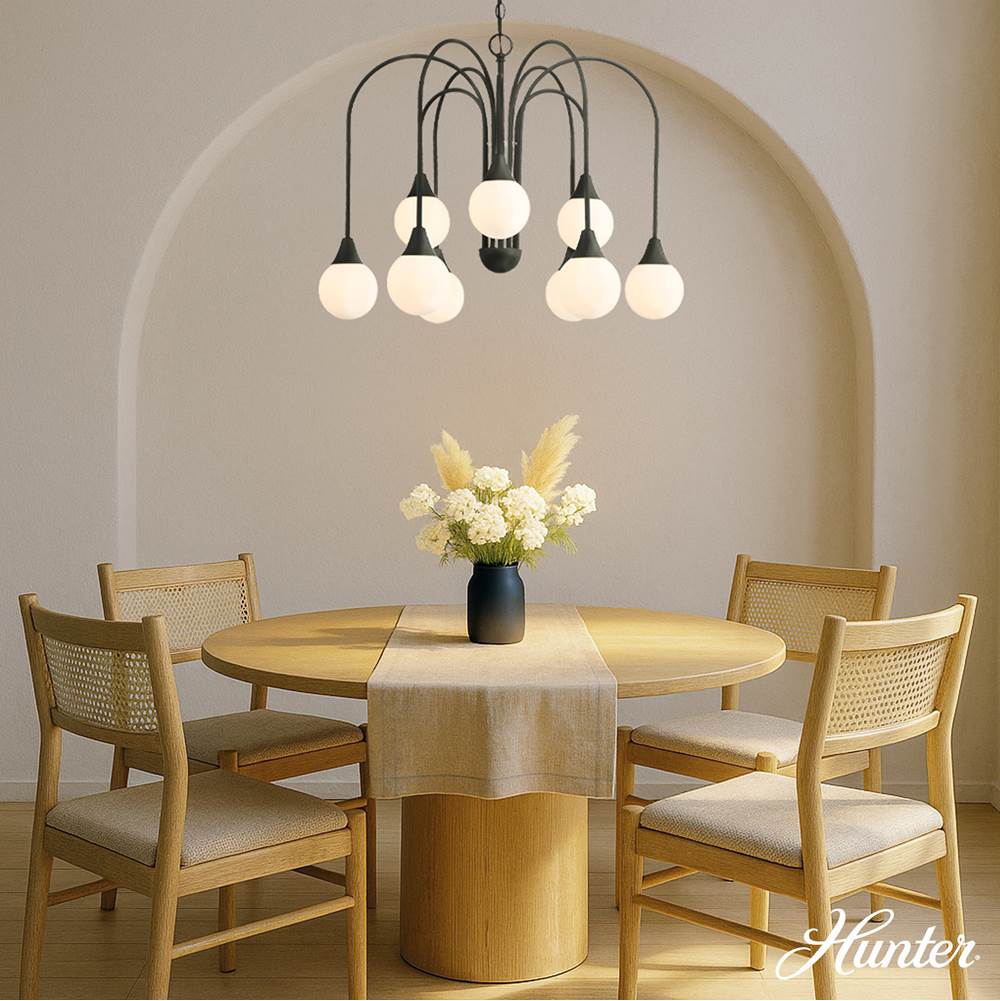 Hunter Valadon 9 Light Large Chandelier Black