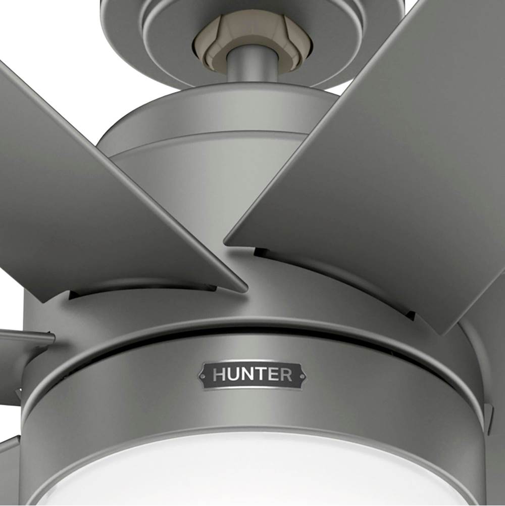 Hunter 52376 Matte Silver 52 Inch Brazos Matte Silver Damp Rated Ceiling Fan With Led Light Kit And Handheld Remote Image 5