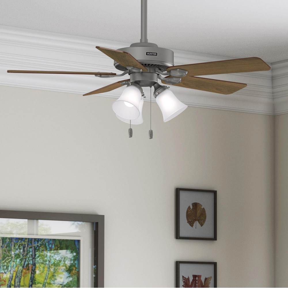 Hunter 52779 Matte Silver Hunter 44 Inch Swanson Matte Silver Ceiling Fan With Led Light Kit And Pull Chain Image 2