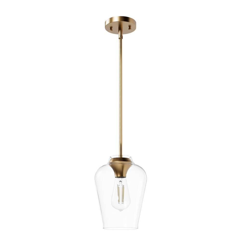 Hunter 45233 Alturas Gold Vidria Alturas Gold With Clear Glass 1 Light Pendant Ceiling Light Fixture Image 1