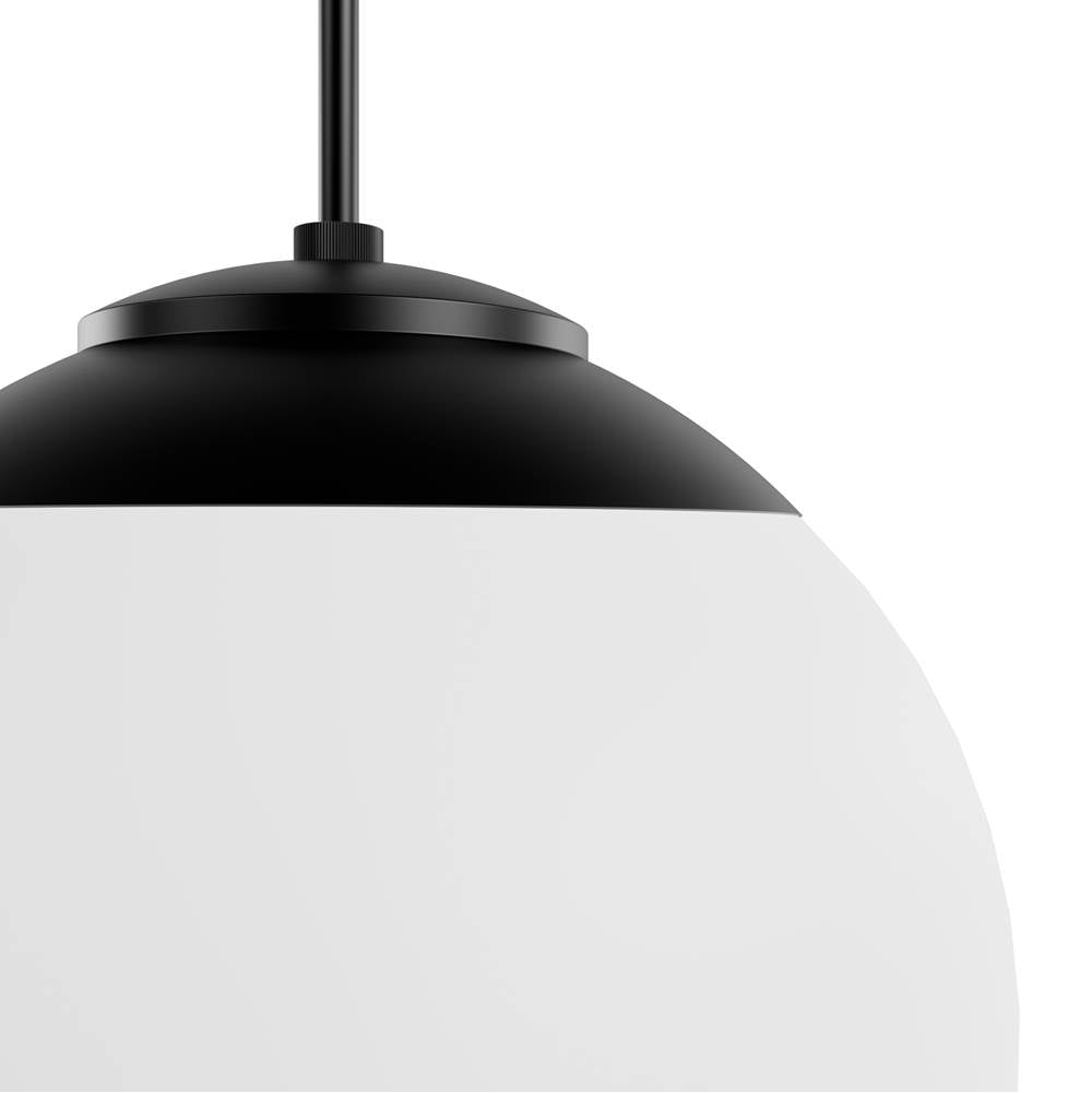Hunter Hepburn Matte Black With Cased White Glass 3 Light Pendant Ceiling Light Fixture