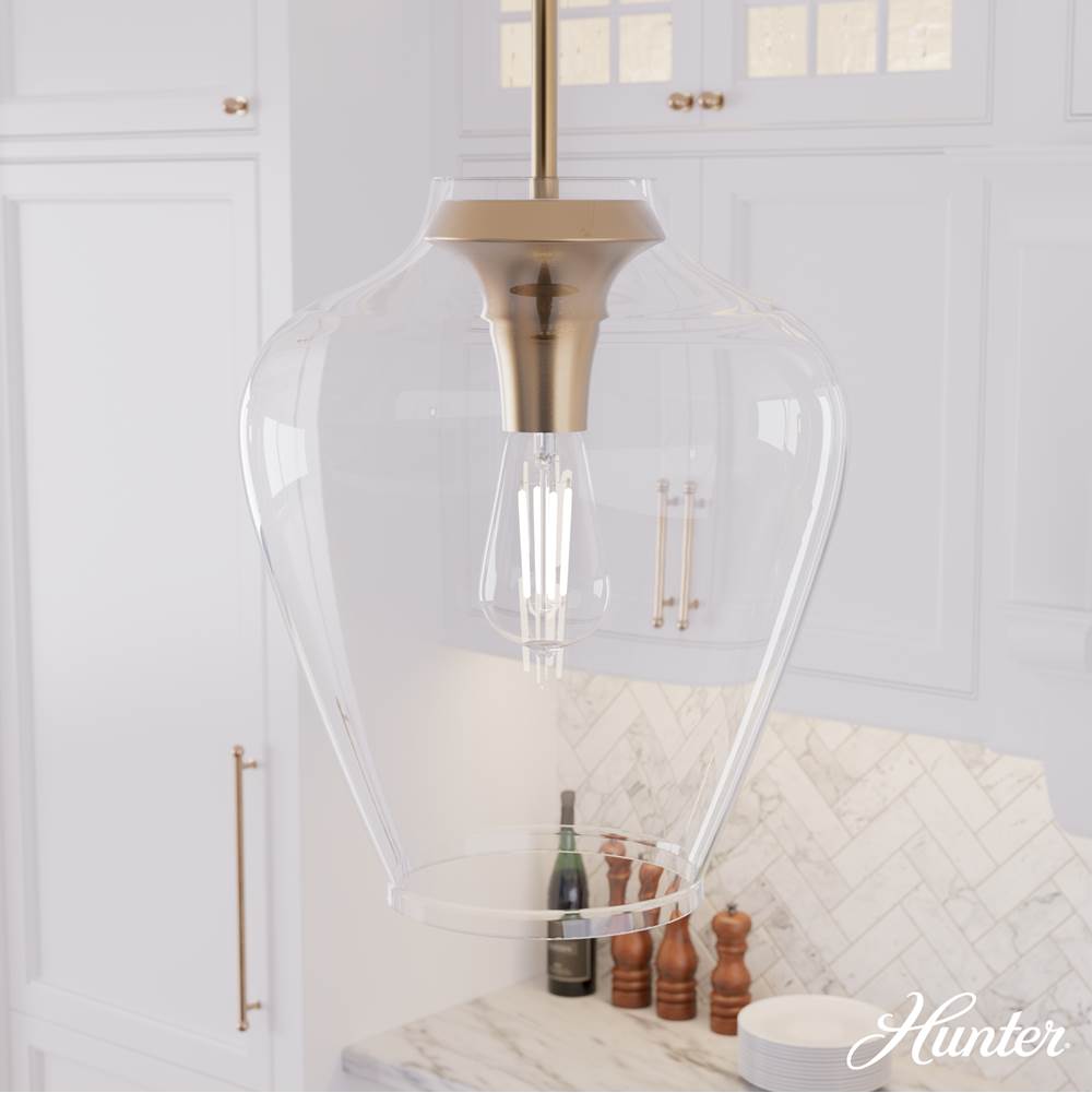 Hunter 45234 Alturas Gold Vidria Alturas Gold With Clear Glass 1 Light Pendant Ceiling Light Fixture Image 4