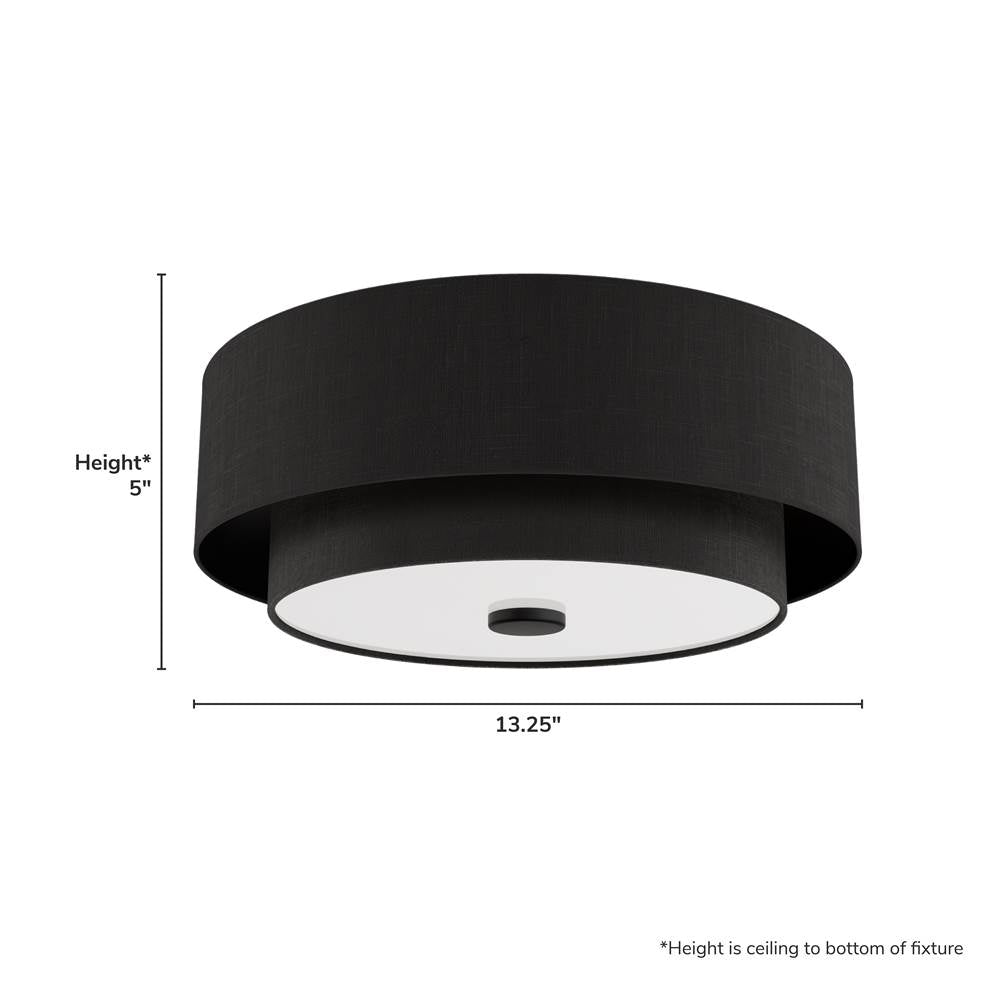 Hunter 48123 Matte Black Brookside 2 Light Medium Flush Black Image 5