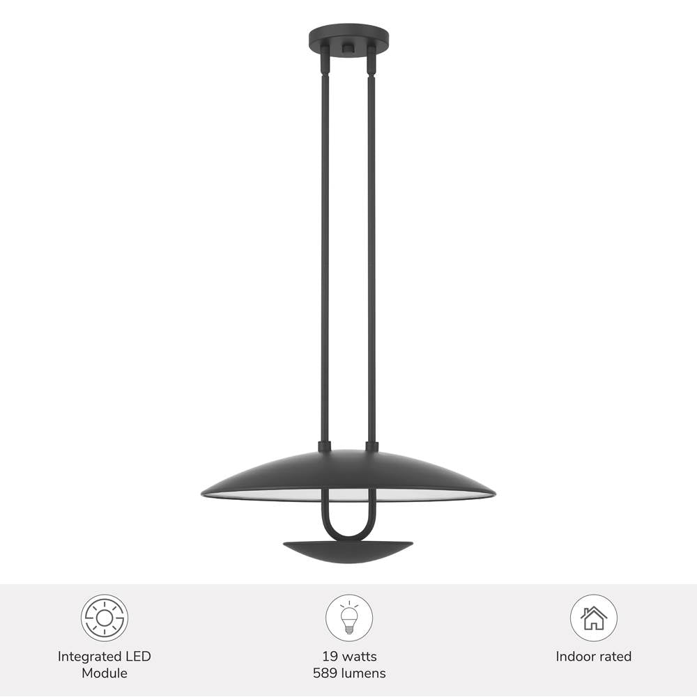 Hunter 48165 Matte Black Sunset Ridge 1 Light Large Pendant Black Image 3