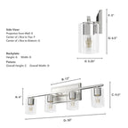 Hunter 48032 Brushed Nickel Kerrison Brushed Nickel With Seeded Glass 4 Light Vanity Wall Light Fixture Image 3