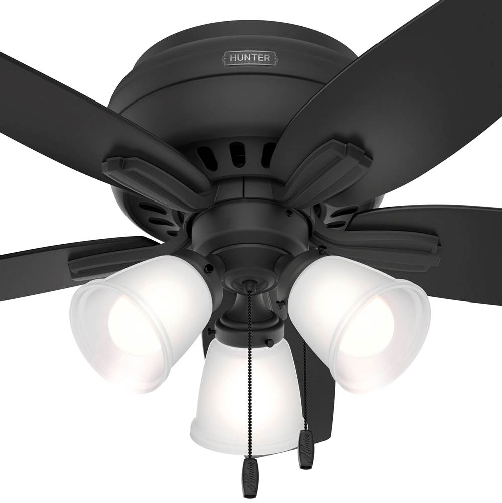 Hunter 52393 Matte Black 42 Inch Newsome Matte Black Low Profile Ceiling Fan With Led Light Kit And Pull Chain Image 2
