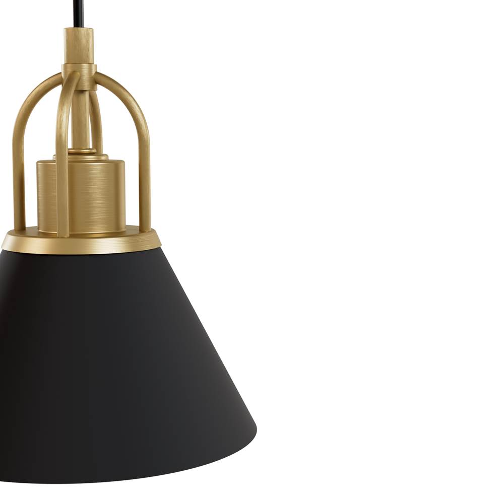 Hunter Carrington Isle Hunter Carrington Isle Luxe Gold And Flat Matte Black 3 Light Pendant Cluster Ceiling Light Fixture