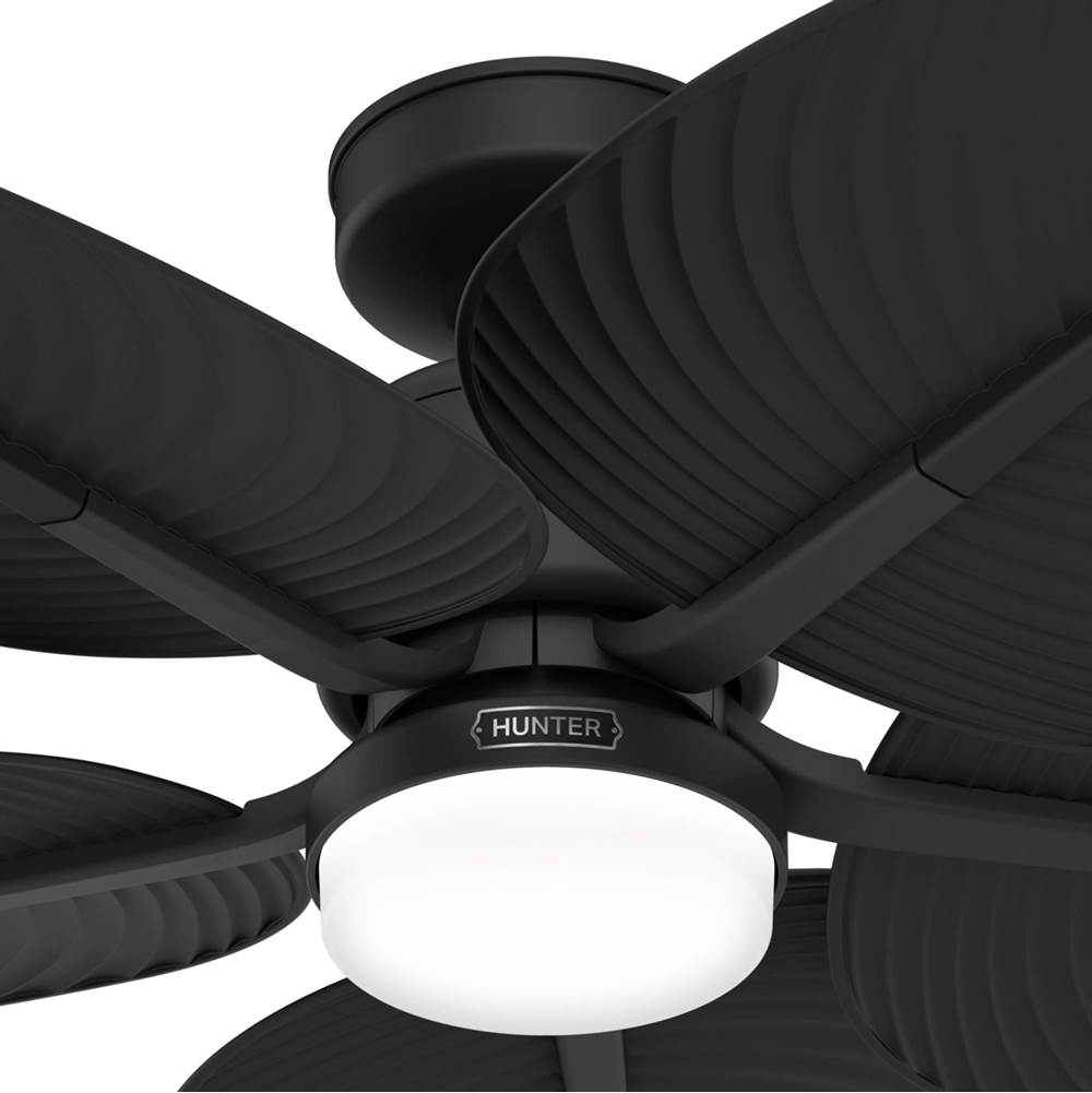 Hunter 53013 Matte Black 52 Inch Tropic View Matte Black Damp Rated Ceiling Fan With Led Light Kit And Wall Control Image 4