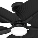 Hunter 53013 Matte Black 52 Inch Tropic View Matte Black Damp Rated Ceiling Fan With Led Light Kit And Wall Control Image 4