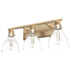 Hunter 48035 Alturas Gold Van Nuys Alturas Gold With Clear Glass 3 Light Vanity Wall Light Fixture Image 1