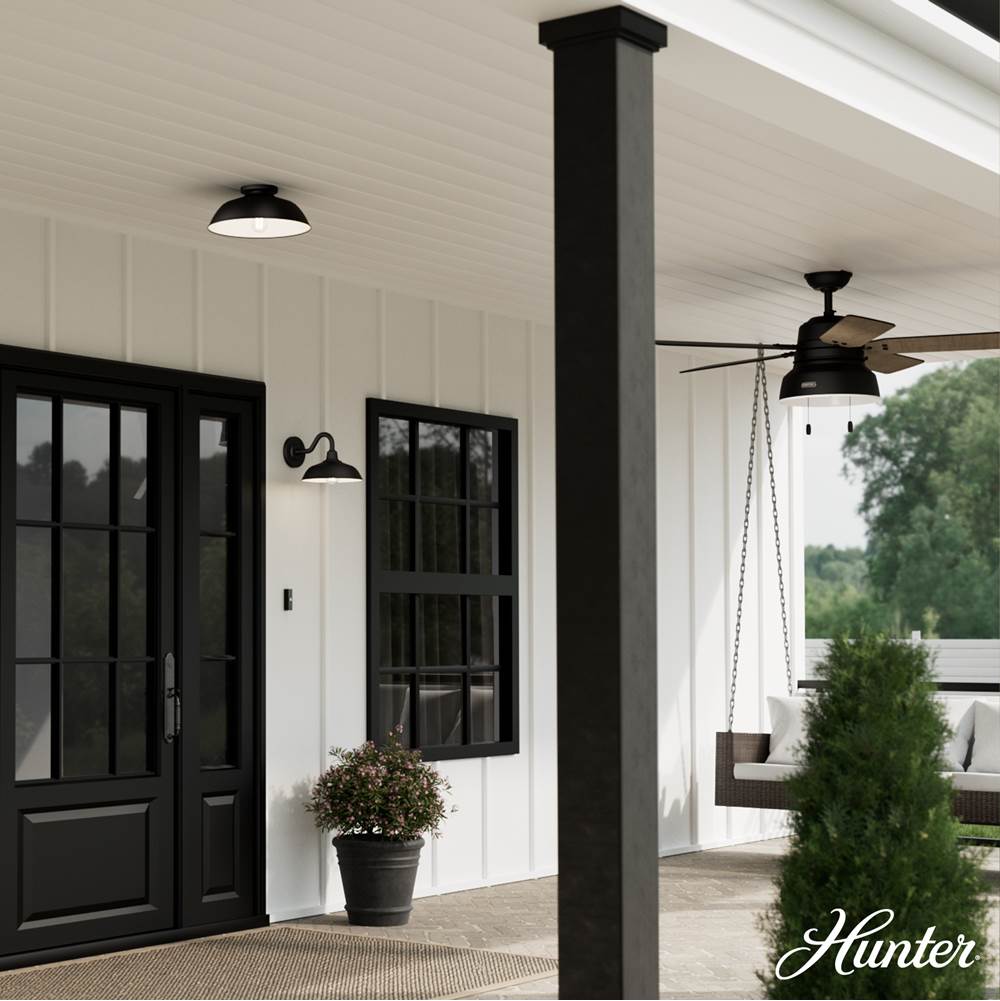 Hunter 46003 Matte Black,White Mill Valley Matte Black And White 1 Light Medium Image 3