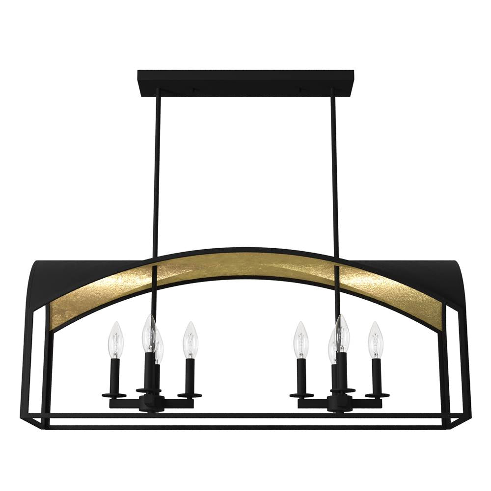 Hunter 19731 Natural Iron Hunter Dukestown Natural Iron And Gold Leaf 8 Light Chandelier Ceiling Light Fixture Image 1