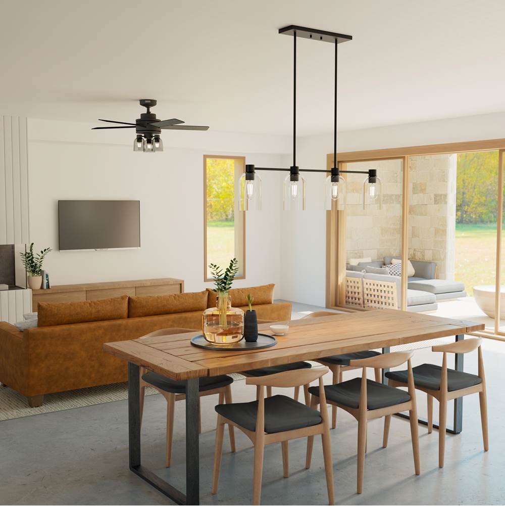 Hunter 52650 Matte Black Hunter 52 Inch Lochemeade Matte Black Ceiling Fan With Led Light Kit And Handheld Remote Image 4