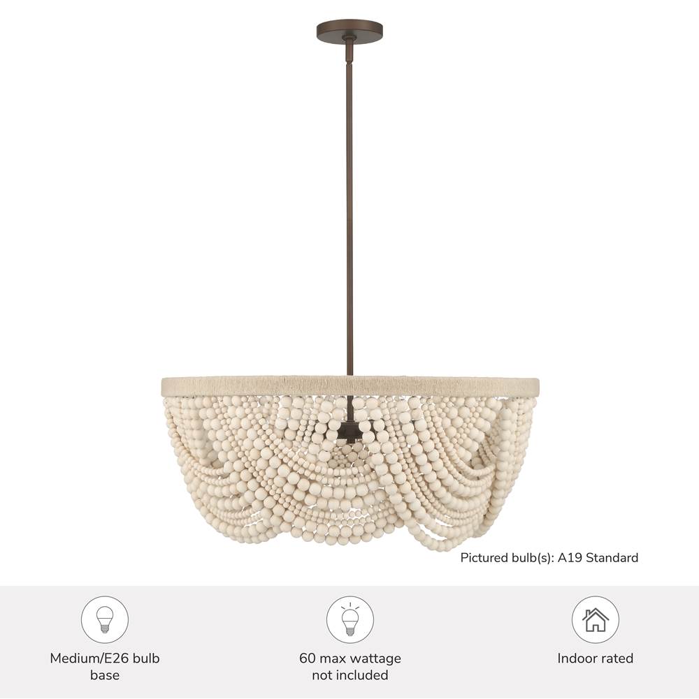 Hunter 48189 Matte Bronze Autumndale 6 Light Medium Chandelier Image 3